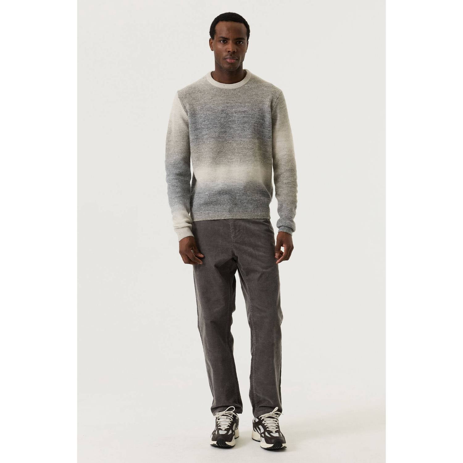 Garcia regular fit gebreide trui met wol grijs