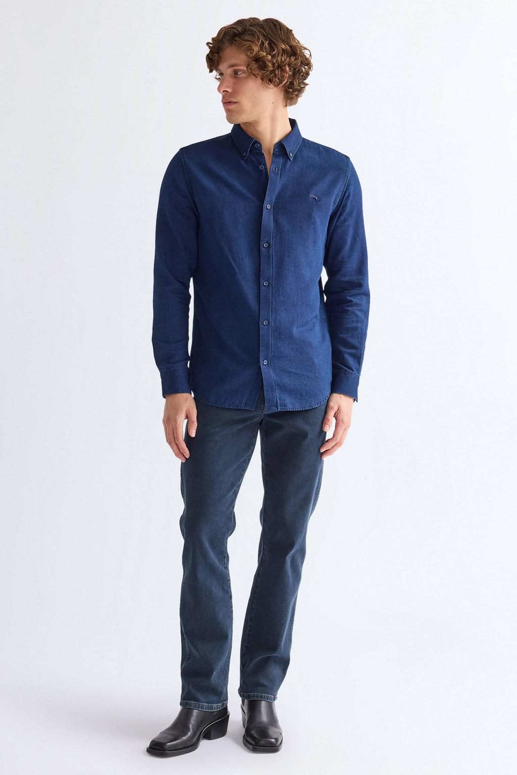 Wrangler TEXAS straight leg jeans - donkerblauw