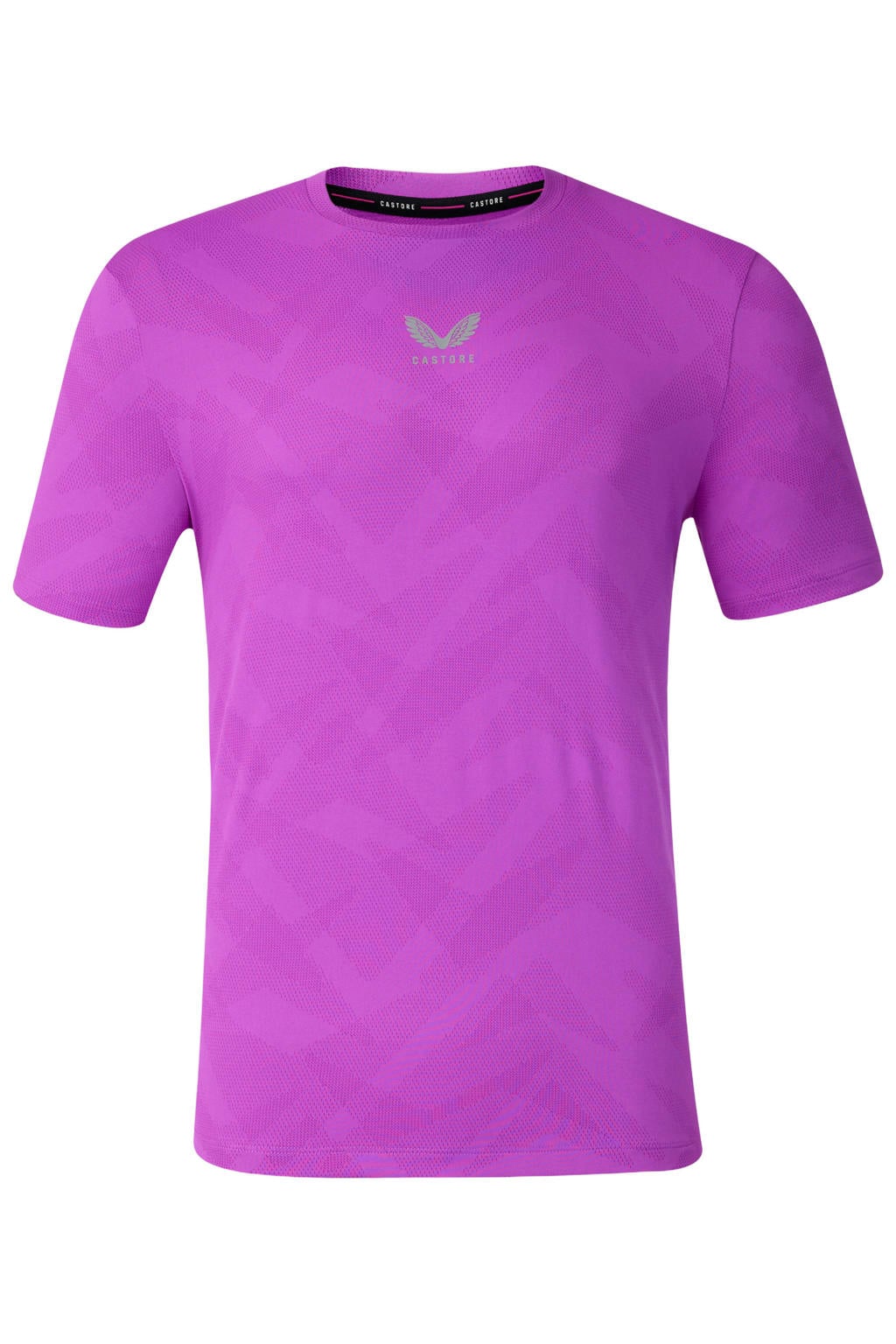 Roze heren Castore sportshirt van polyester met korte mouwen en ronde hals