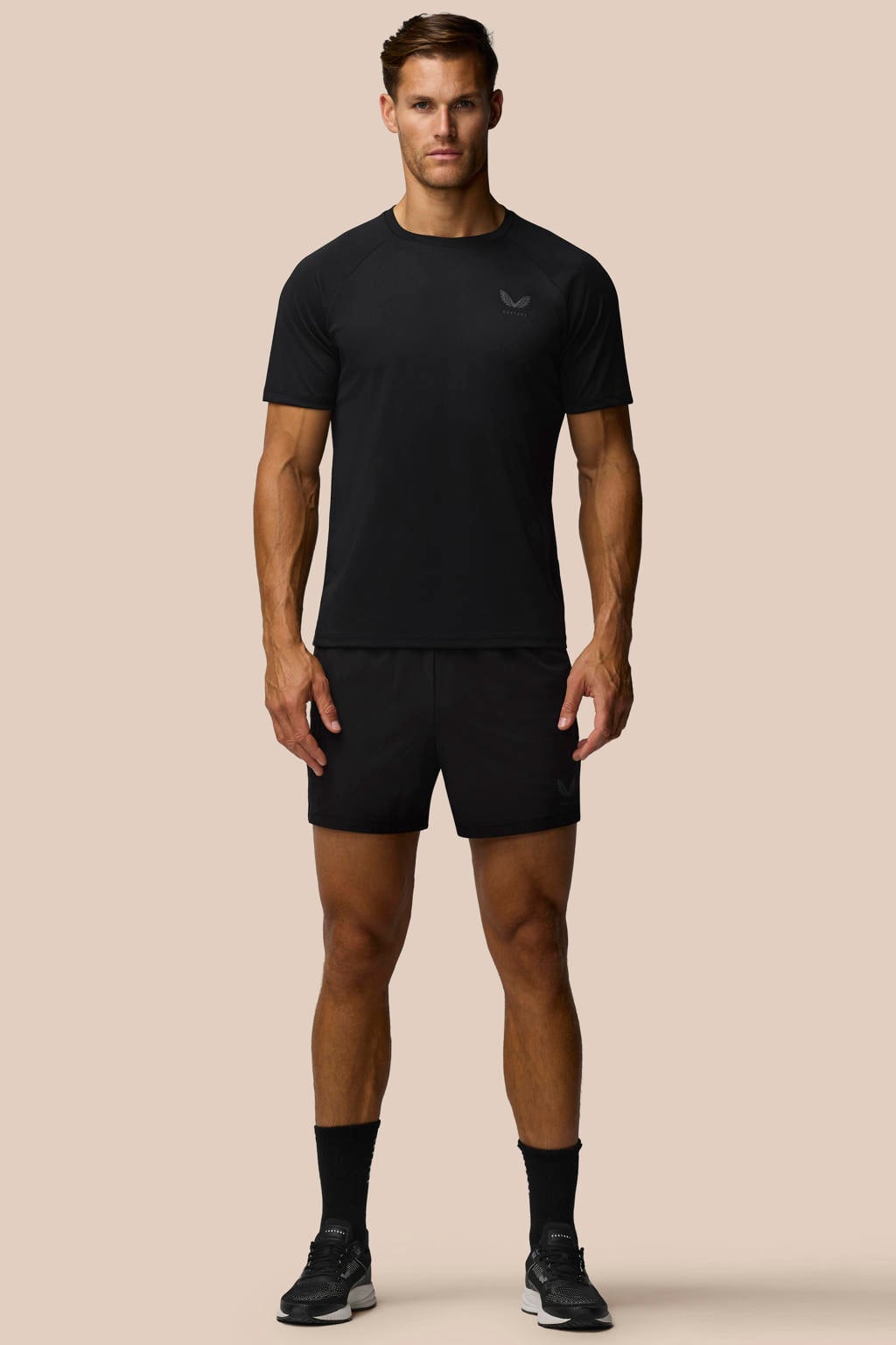 Zwarte heren Castore regular fit casual short van polyester met effen