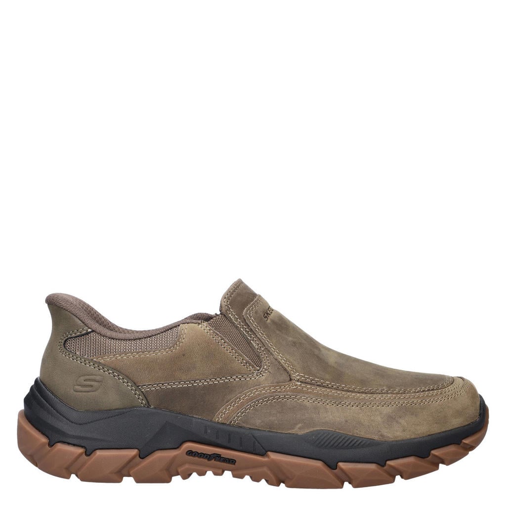 Taupe heren Skechers Hands Free Slip-Ins Santoro Archaic leren instappers met profielzool -