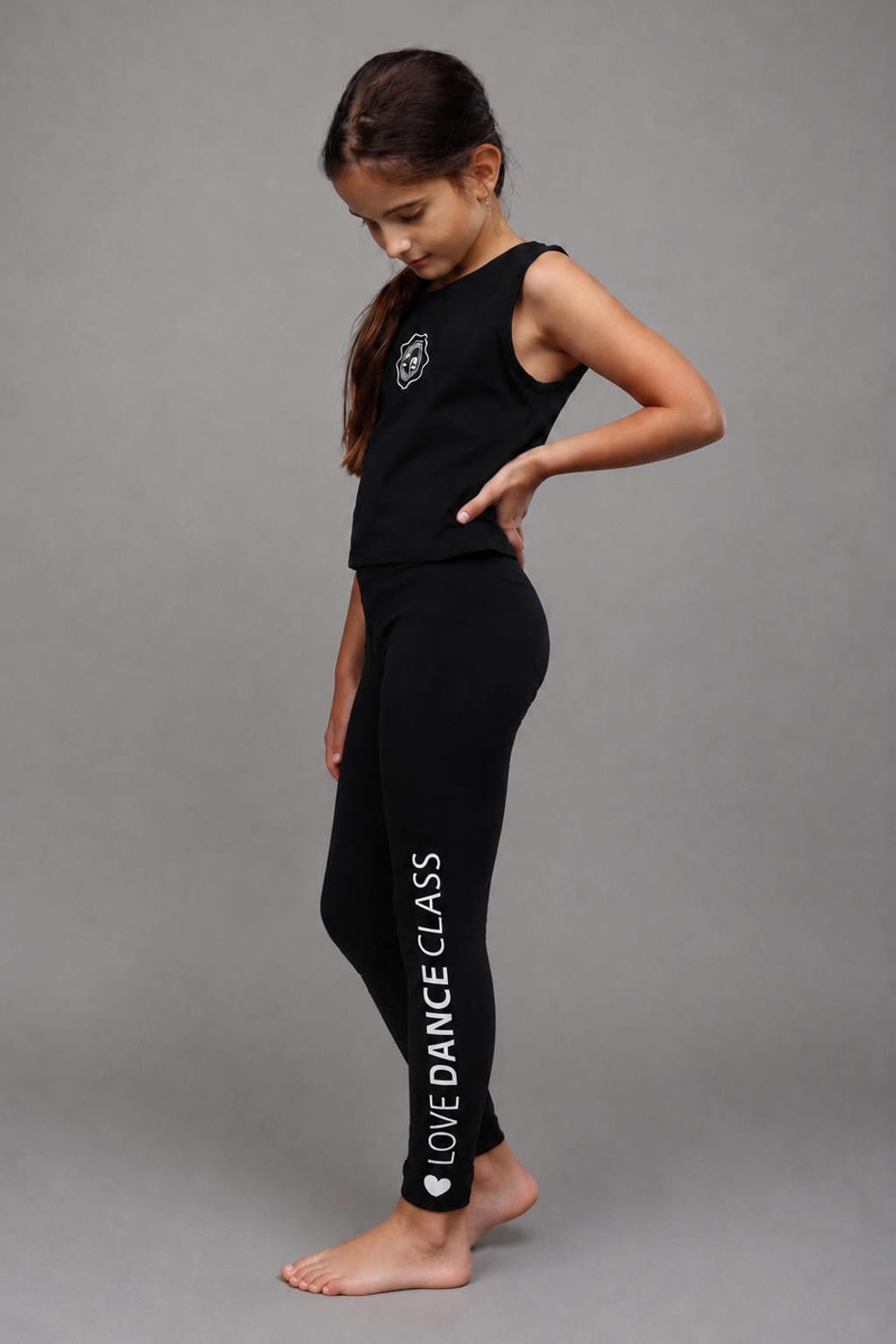 Zwarte meisjes Papillon sportlegging van katoen met slim fit, elastische tailleband en printopdruk