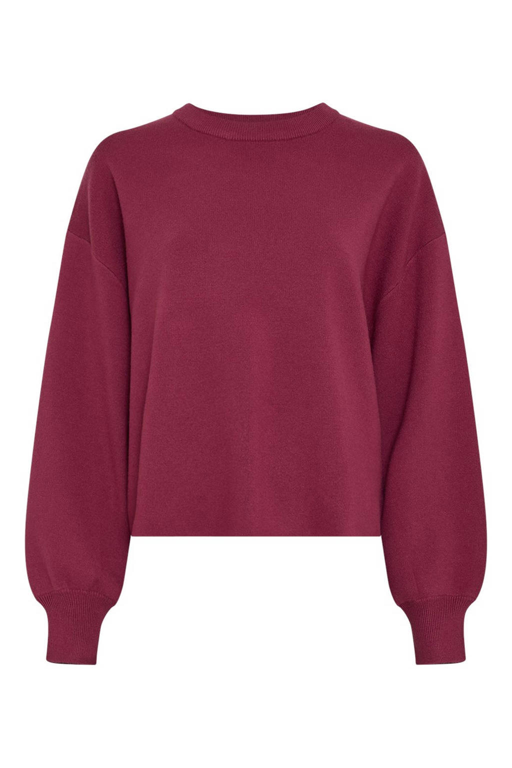 Rode dames MSCH Copenhagen sweater van viscose met effen, lange mouwen en ronde hals