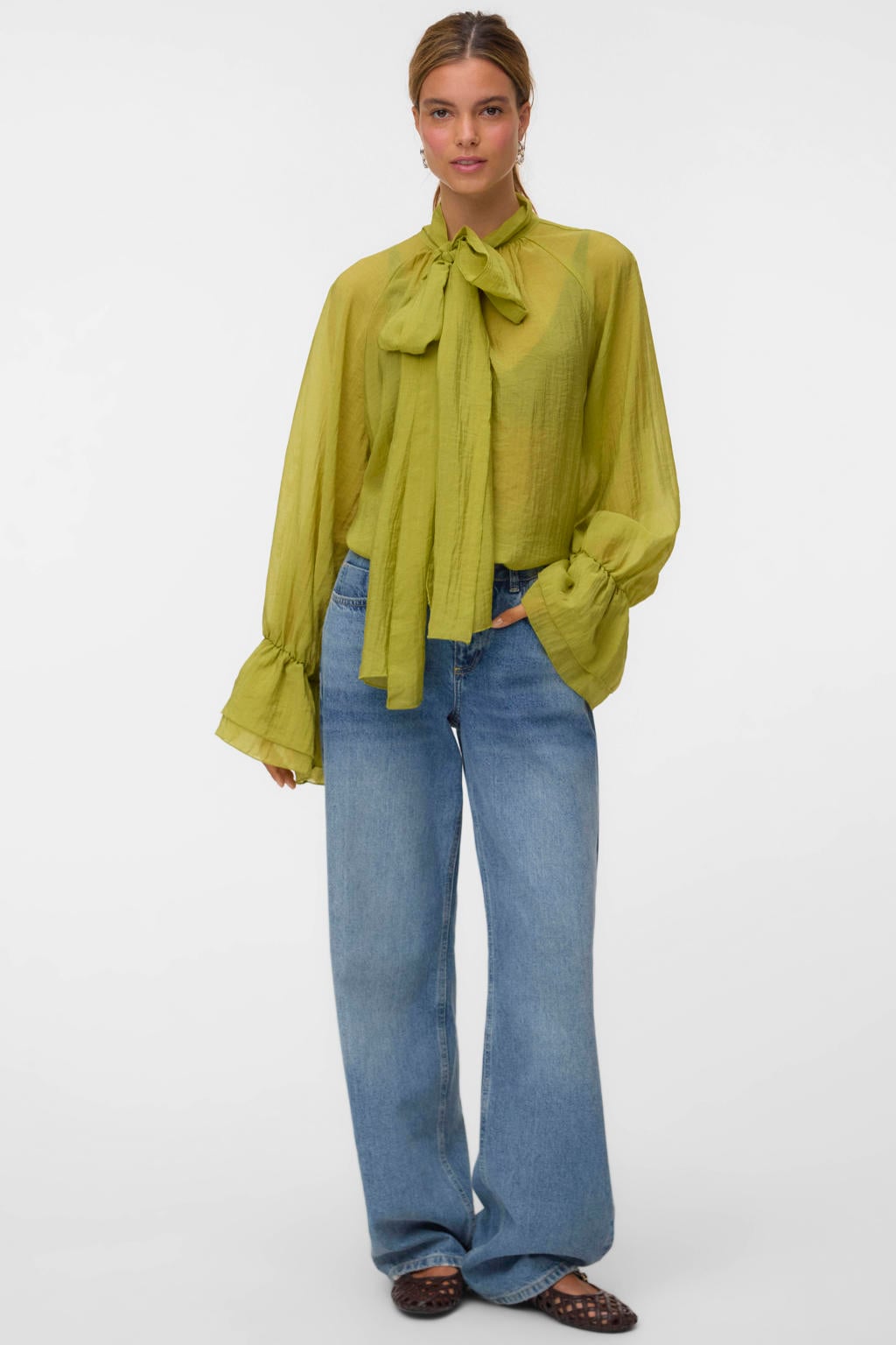VERO MODA top met ruches - groen