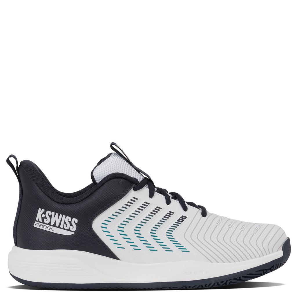 Wit en antraciete jongens en meisjes K-Swiss ULTRASHOT LIGHT PADEL mesh tennisschoenen - met veters