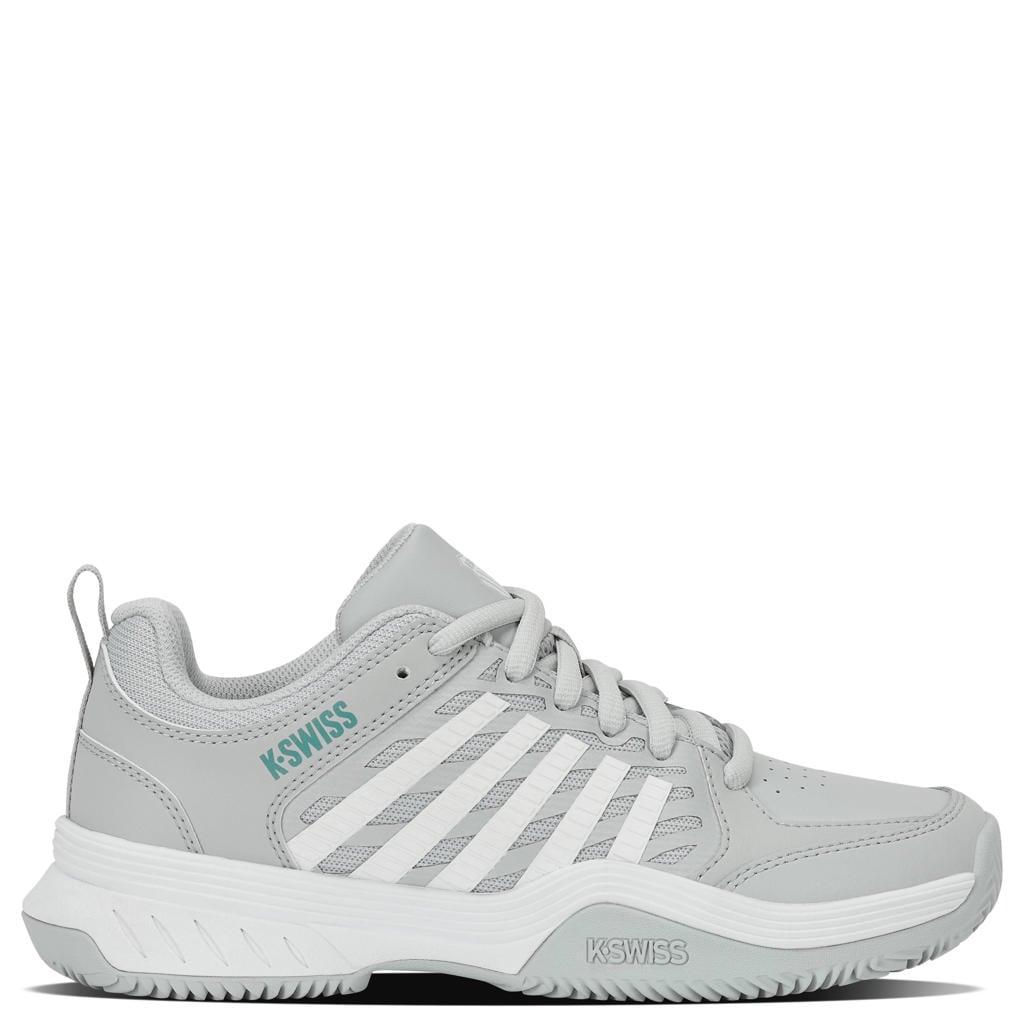 Lichtgrijze heren K-Swiss COURT EXPRESS 2 CLAY imitatieleren tennisschoenen - met veters