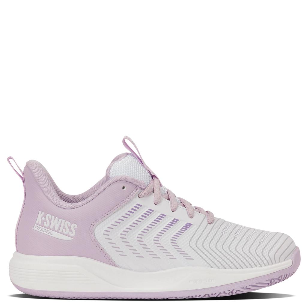 Wit en lilakleurige jongens en meisjes K-Swiss ULTRASHOT LIGHT PADEL mesh tennisschoenen - met veters