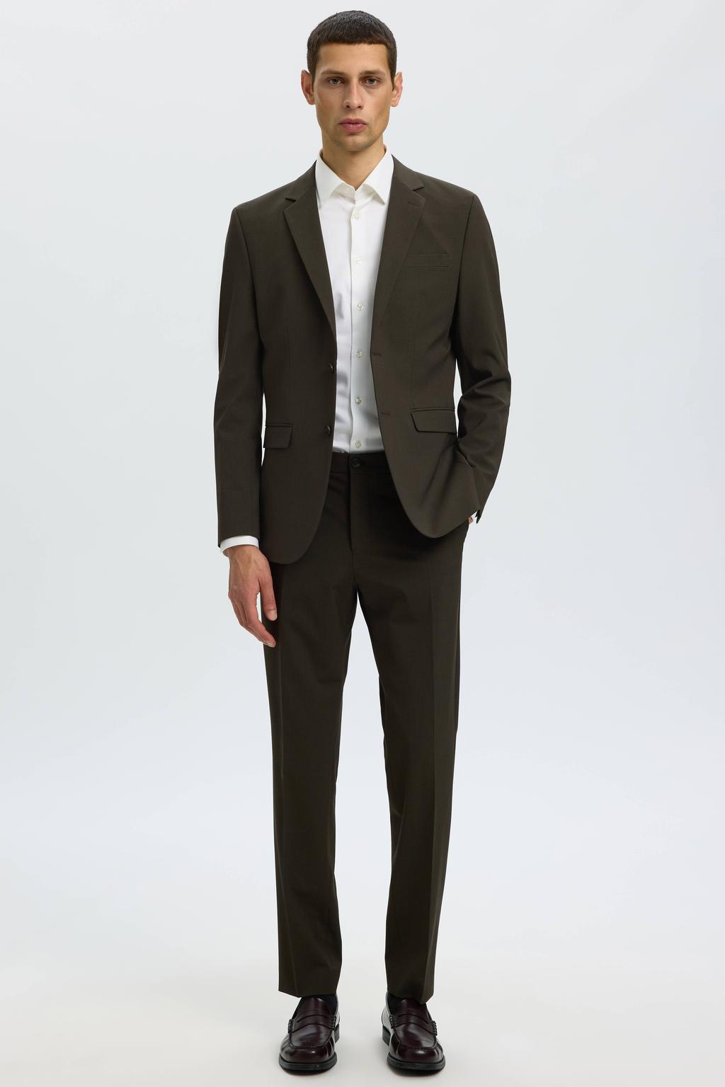 Donkerblauwe heren Selected slim fit colbert van polyester met reverskraag