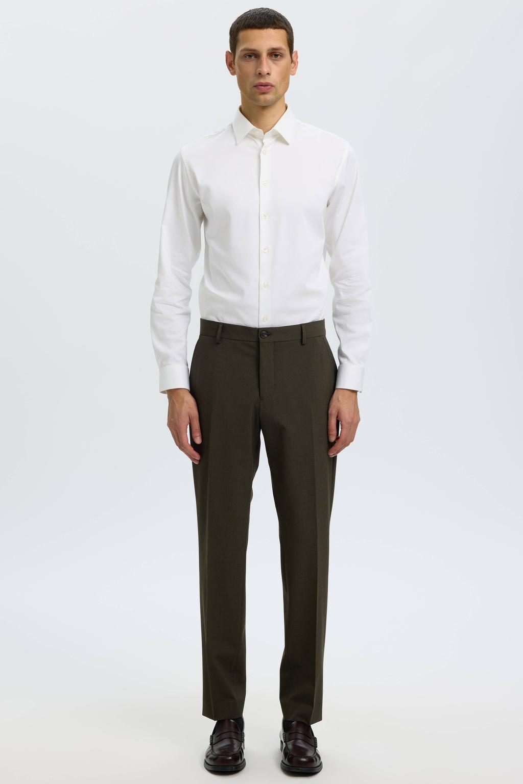 Selected slim fit pantalon - donkerbruin