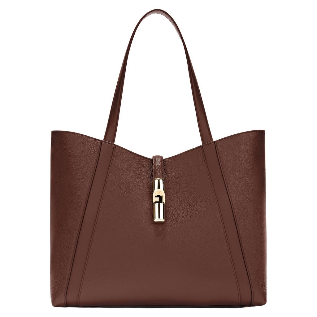 Furla leren shopper Goccia L donkerbruin