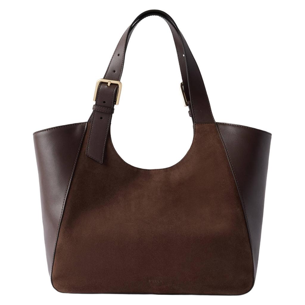 Furla suède shopper Dora M donkerbruin