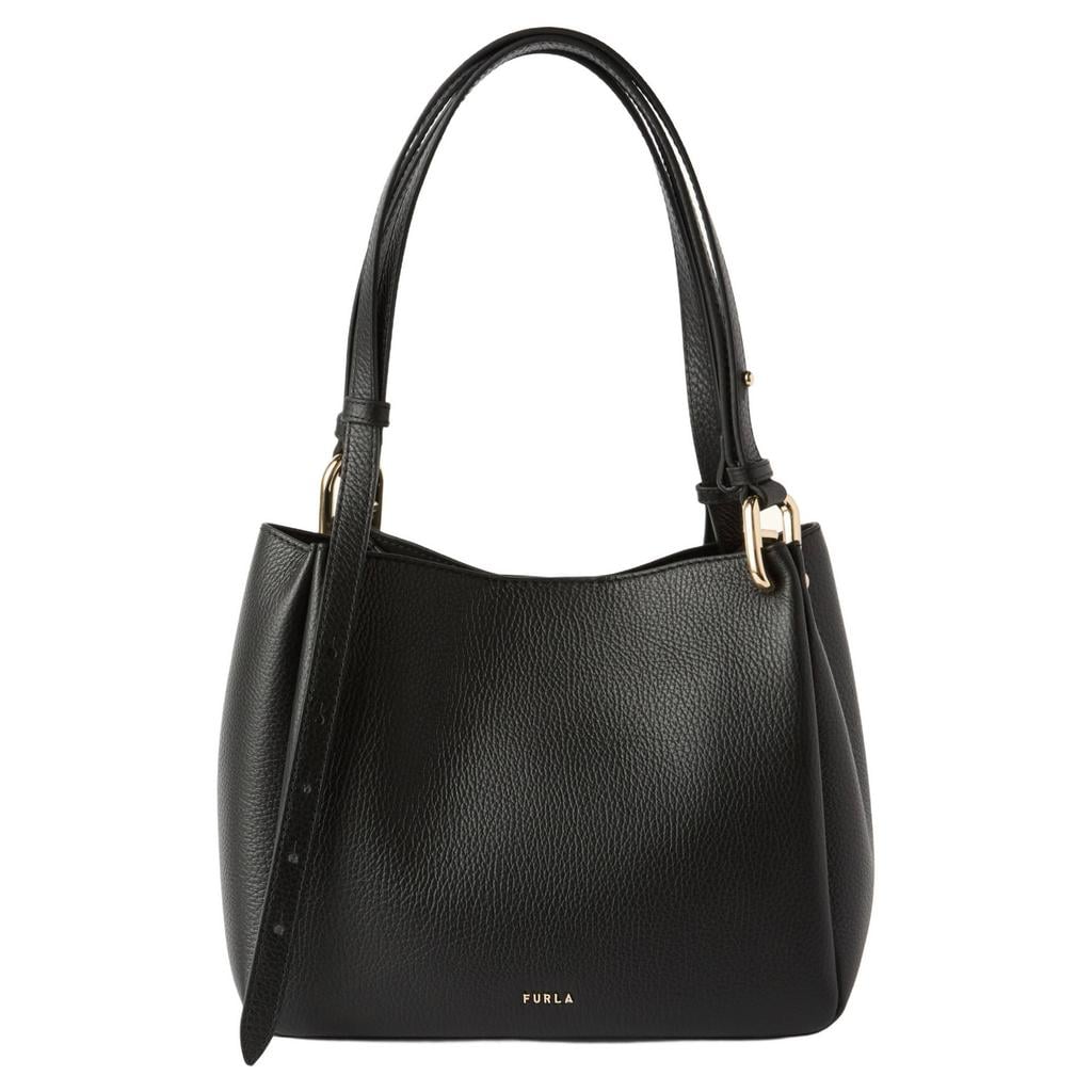 Furla leren schoudertas Nuvola M zwart