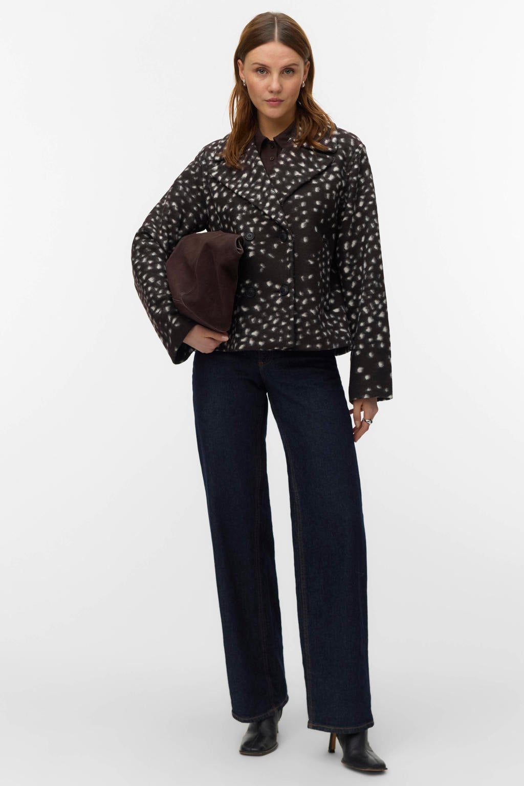 VERO MODA tussenjas met dierenprint - donkerbruin