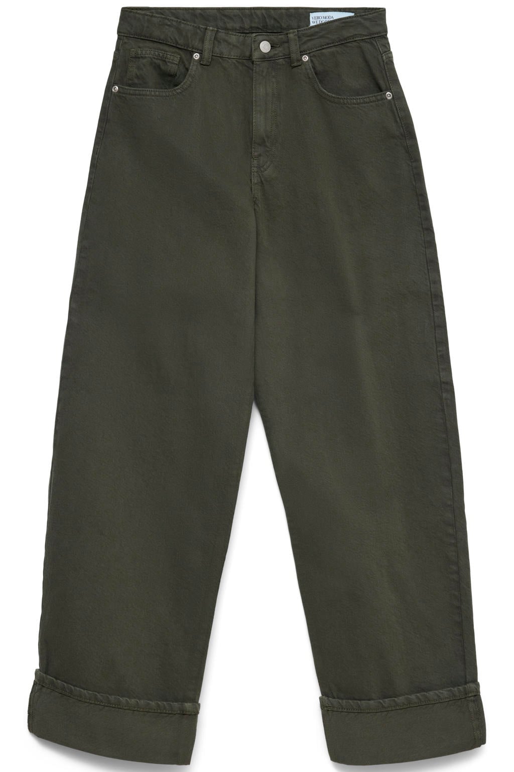 Groene dames VERO MODA Vmfonda Mr Barrel Clr Dnm Jeans barrel jeans met rits- en knoopsluiting en effen