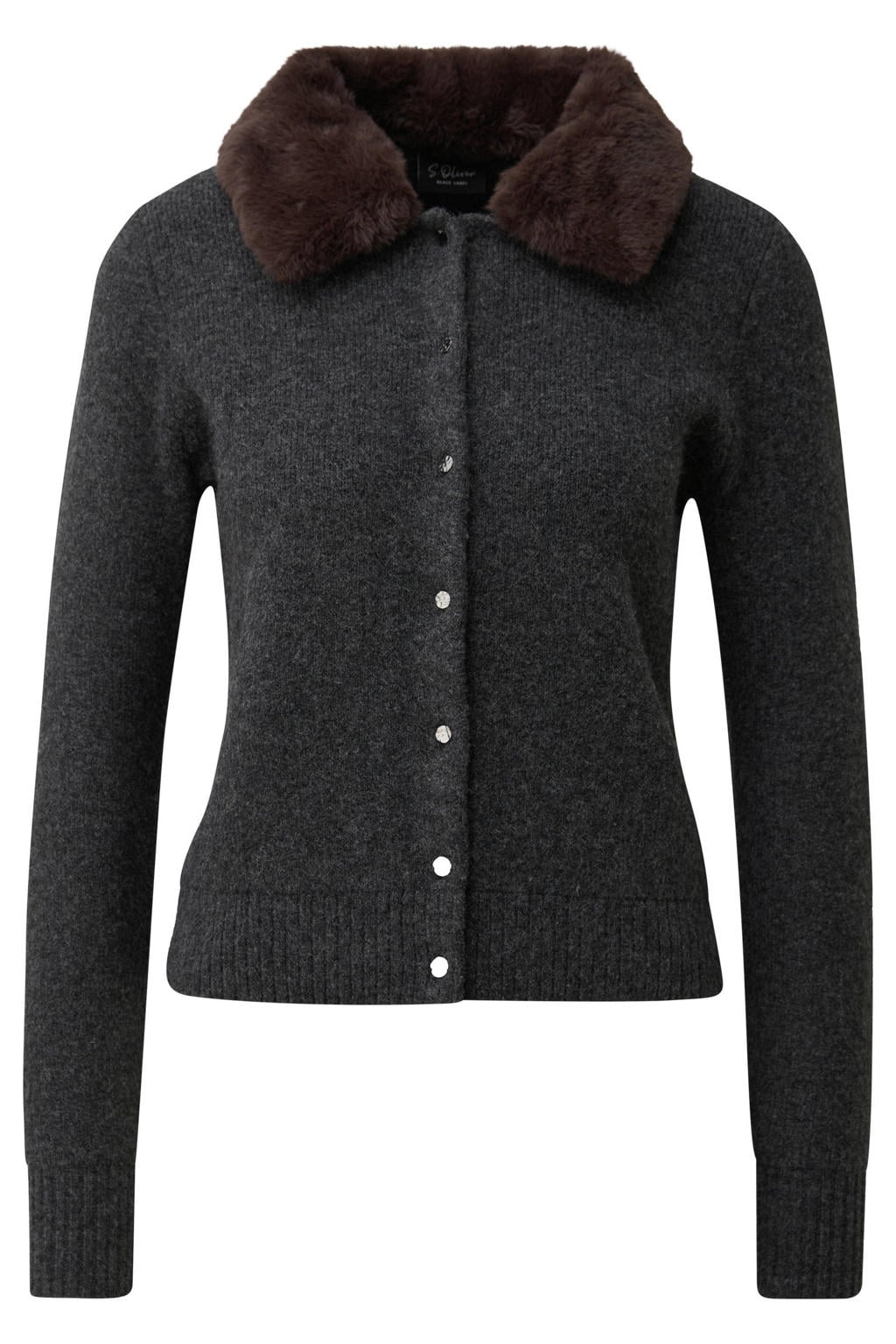 s.Oliver BLACK LABEL gebreid vest met wol - grijs
