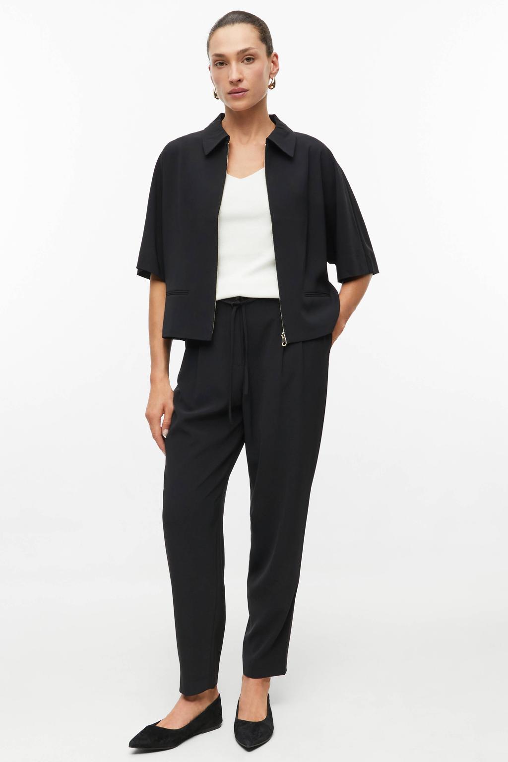 Zwarte dames s.Oliver BLACK LABEL jas van polyester met effen en korte mouwen