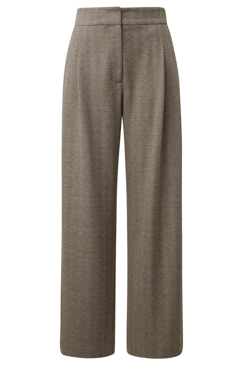 Taupe dames s.Oliver BLACK LABEL wide leg pantalon met high waist en rits- en haaksluiting
