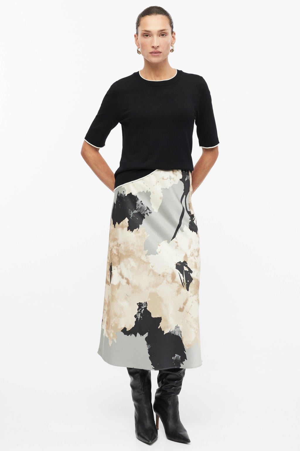 s.Oliver BLACK LABEL midi rok met print - grijs