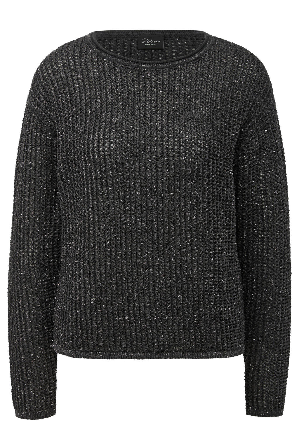 s.Oliver BLACK LABEL gebreide trui met wol - antraciet