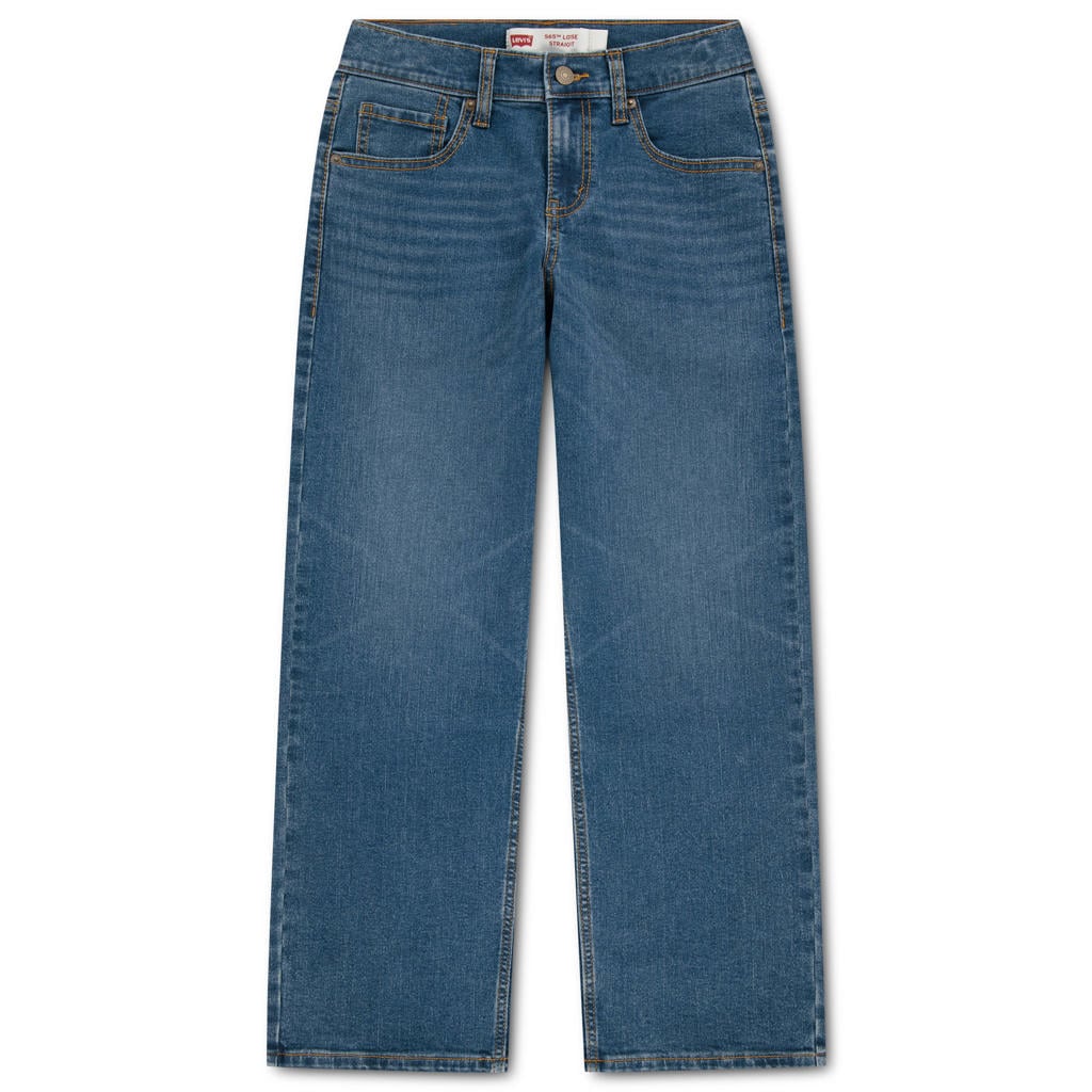 Medium blue denim jongens Levi's Kids Levi's 565™ Loose Straight Jeans van denim met regular waist, rits- en knoopsluiting en effen