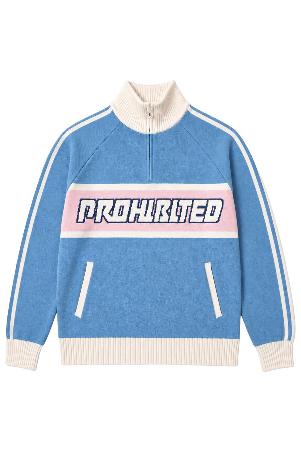 Prohibited katoenen regular fit gebreide jacquard trui met print - light blue