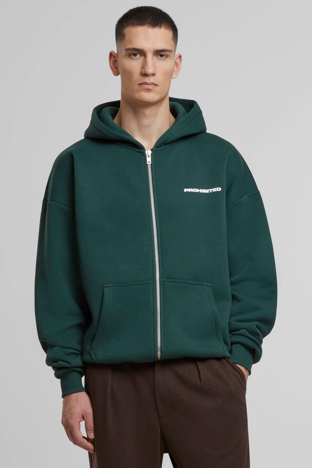 Prohibited sweatvest met backprint - groen