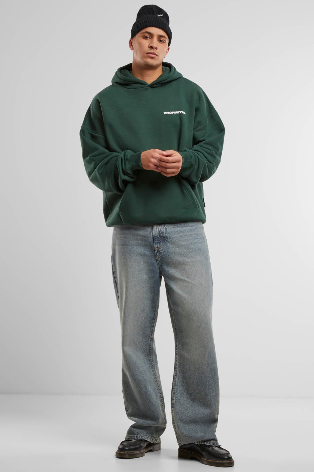 Prohibited oversized hoodie met backprint - groen
