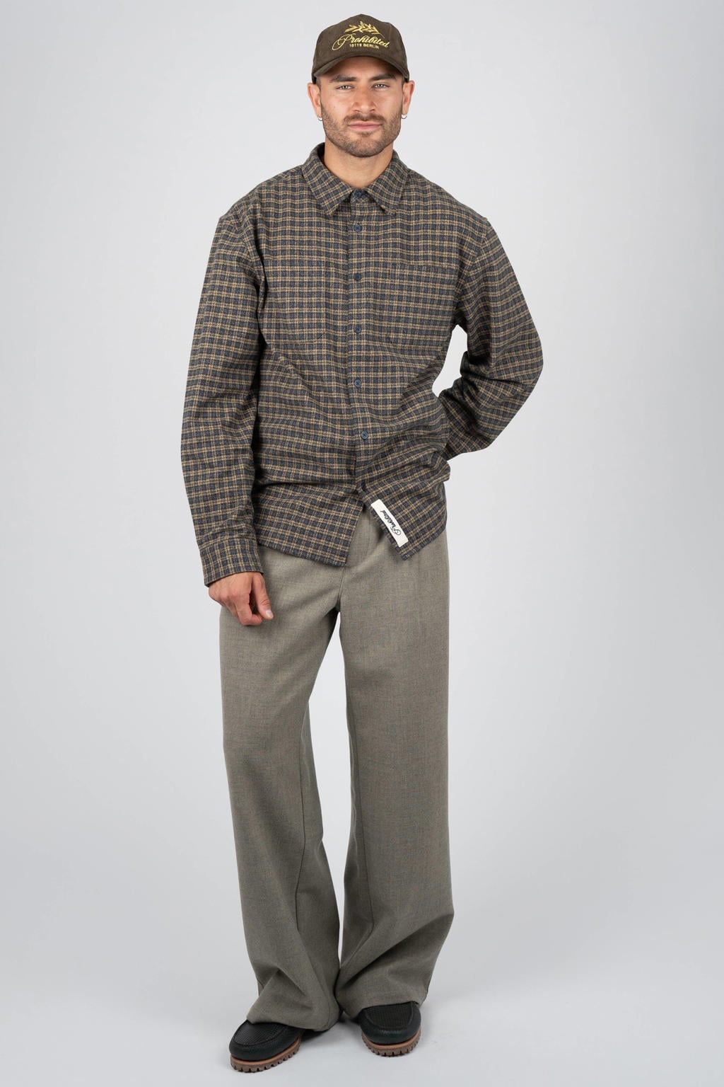 Prohibited flanel regular fit geruit casual overhemd - geel