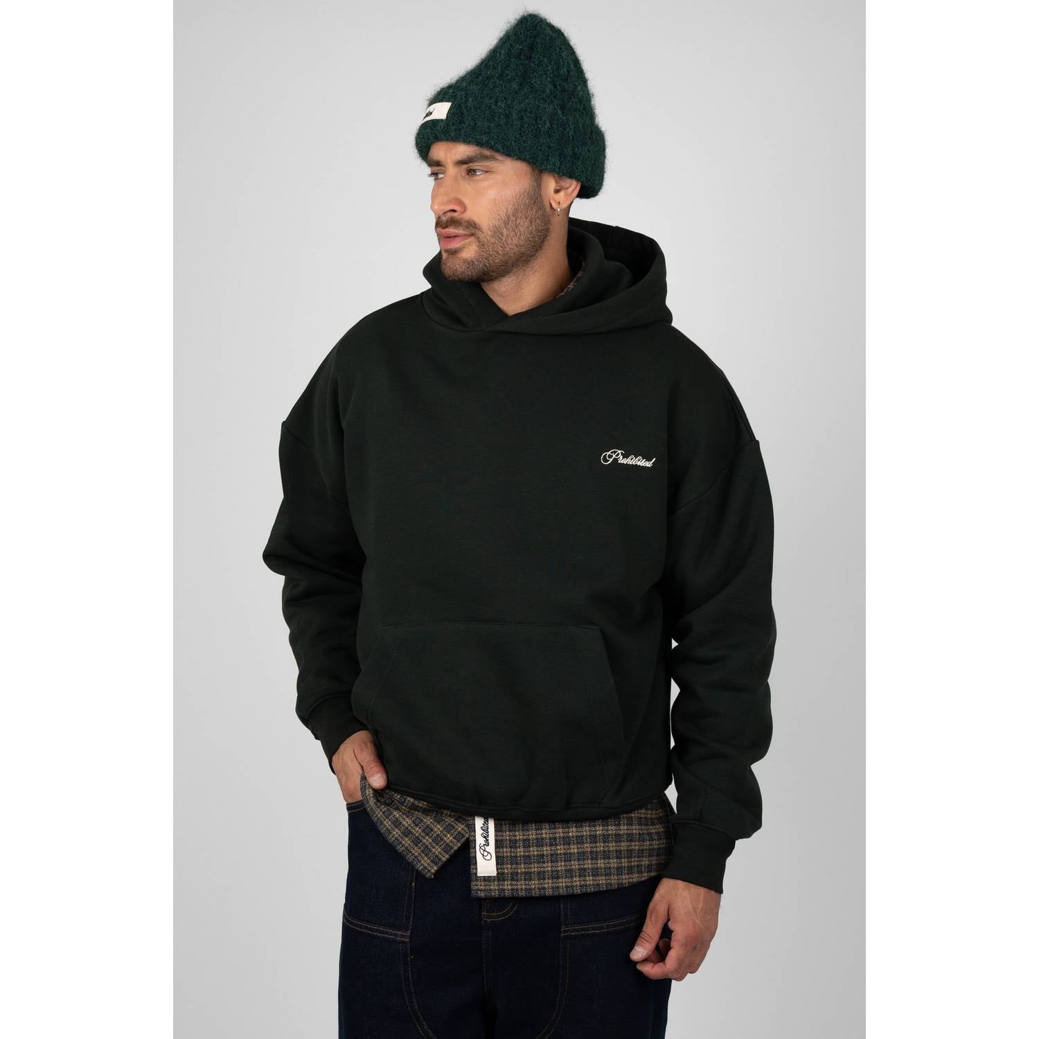 Prohibited oversized hoodie met backprint groen