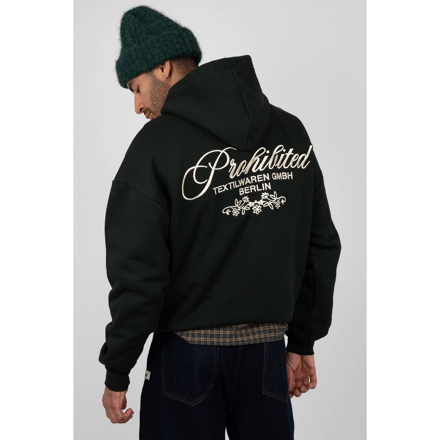 Prohibited oversized hoodie met backprint groen