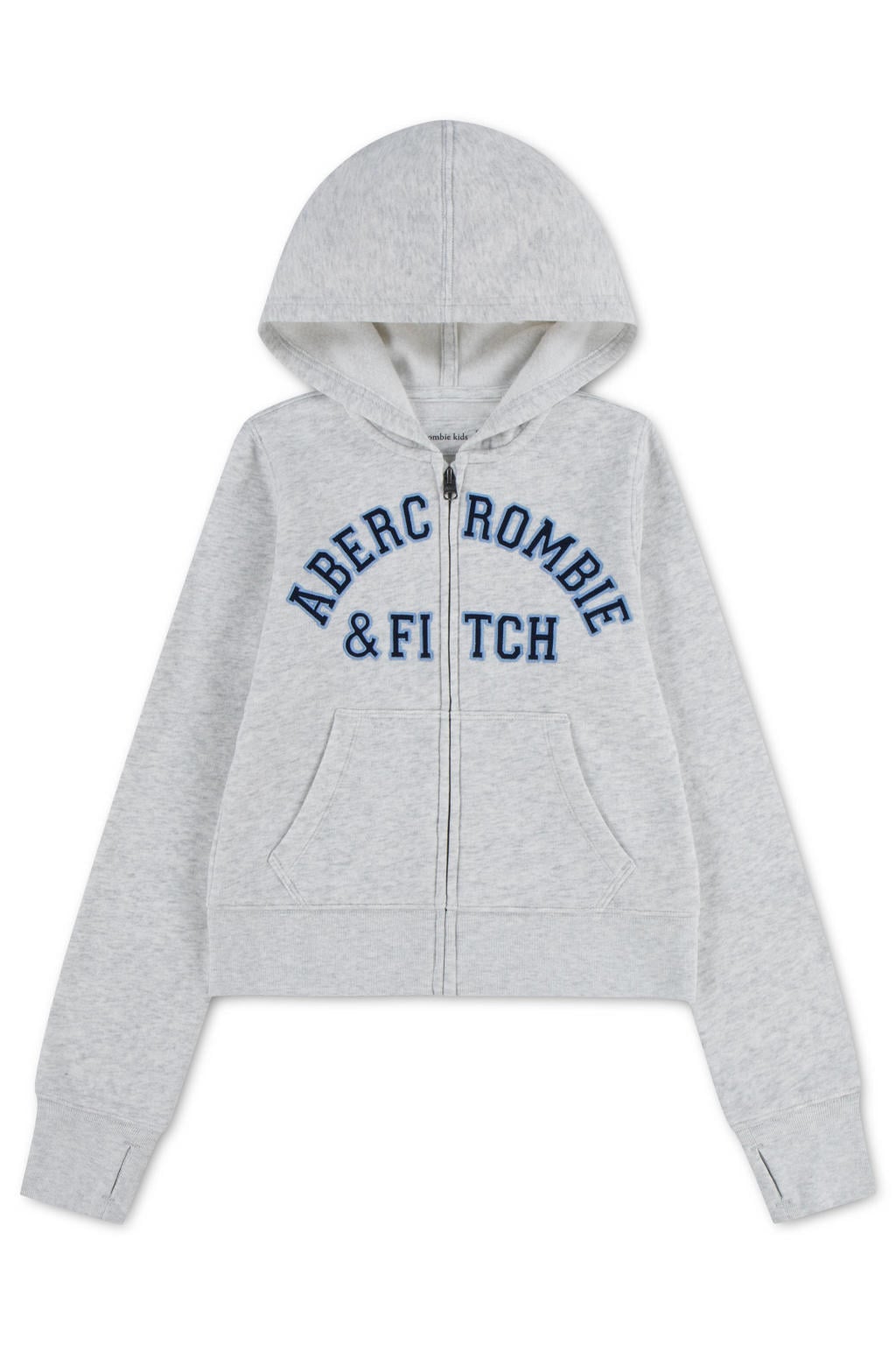 Lichtgrijze meisjes Abercrombie & Fitch sweatvest met lange mouwen, capuchon en ritssluiting