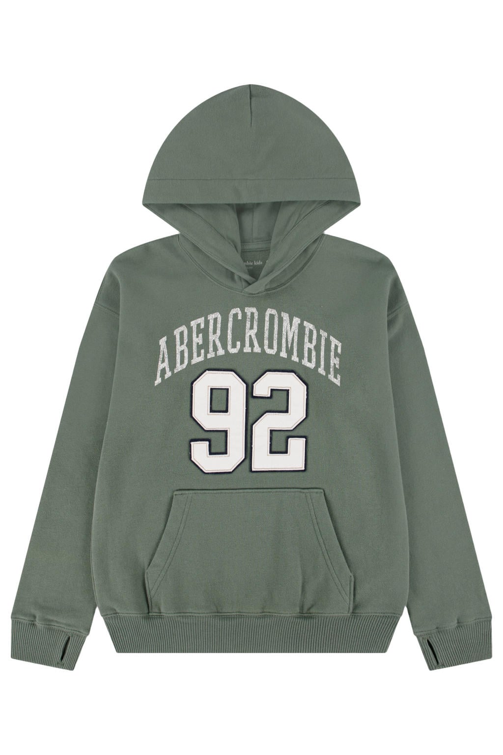 Groene jongens Abercrombie & Fitch hoodie van sweat materiaal met printopdruk, lange mouwen en capuchon