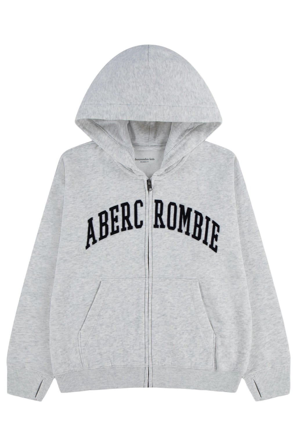 Lichtgrijze jongens Abercrombie & Fitch sweatvest met lange mouwen en capuchon