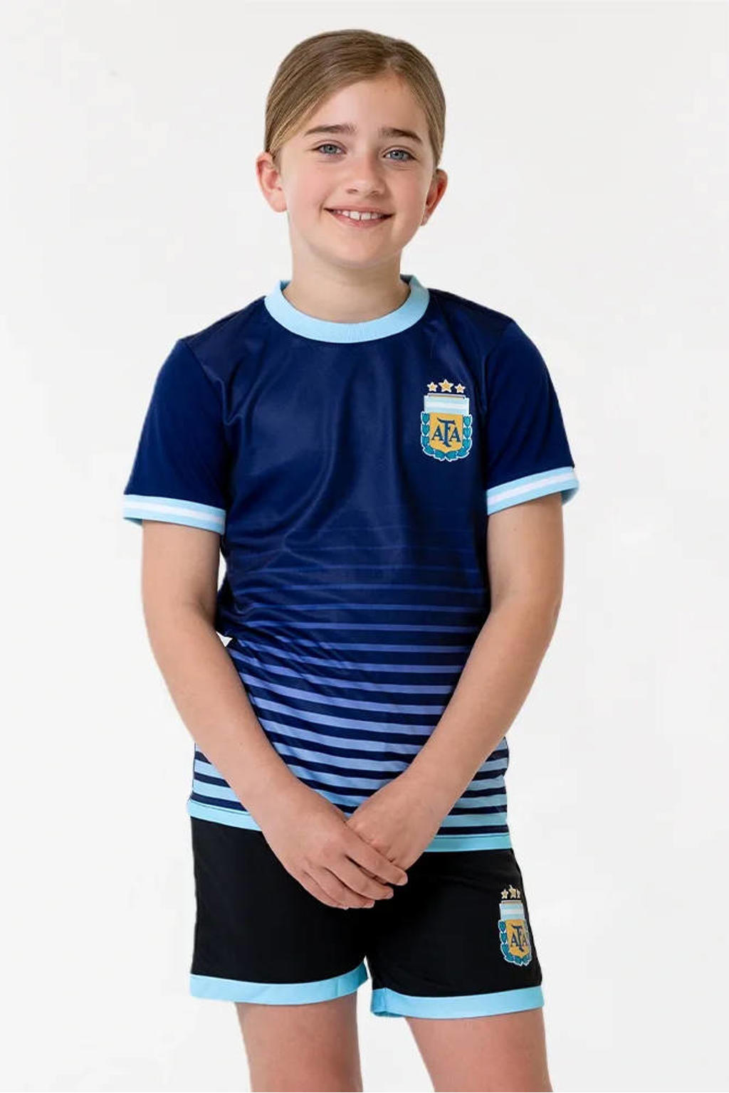 Official Fanwear Argentinië Uit Tenue Blauw/Zwart