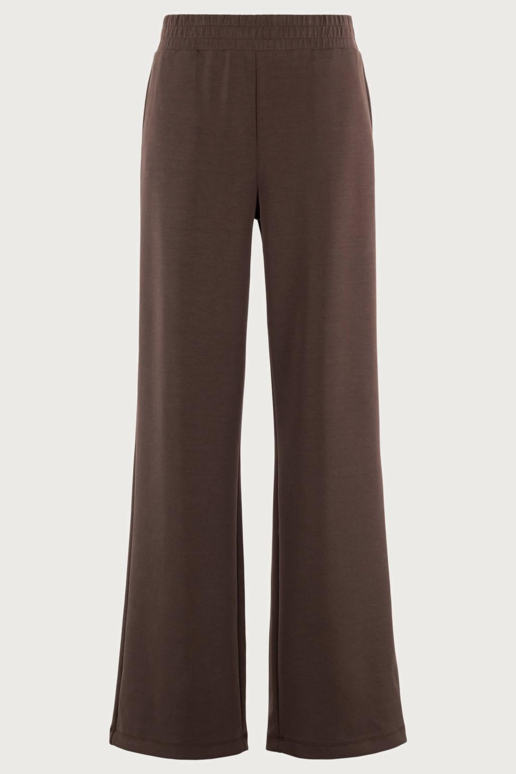 Donkerblauwe dames Moscow relaxed fit broek van modal met high waist, elastische tailleband en effen