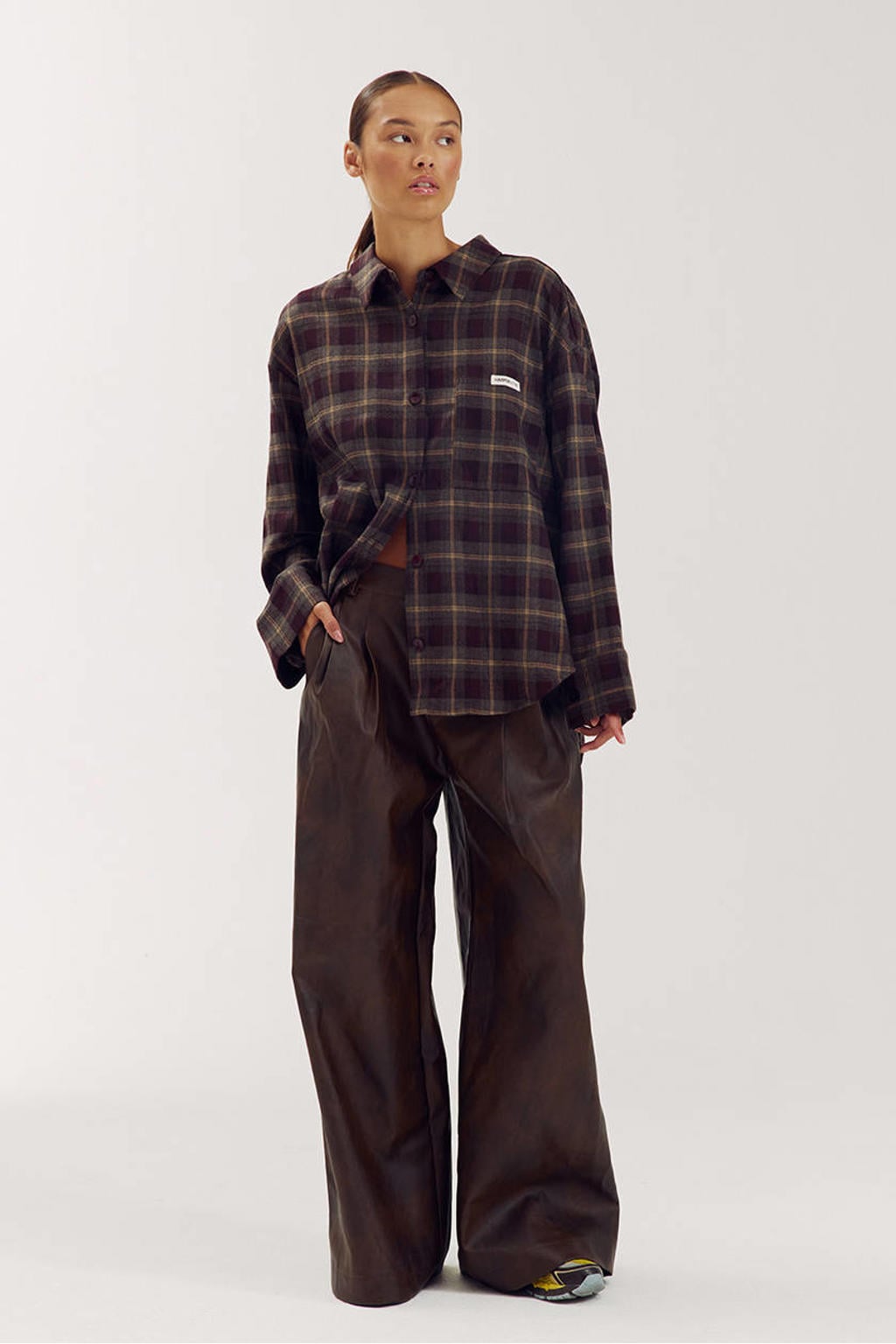 HARPER & YVE geruite blouse - aubergine