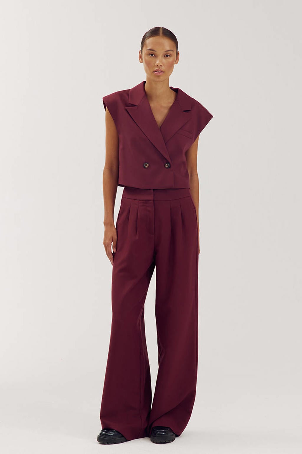 HARPER & YVE wide leg broek - wijnrood