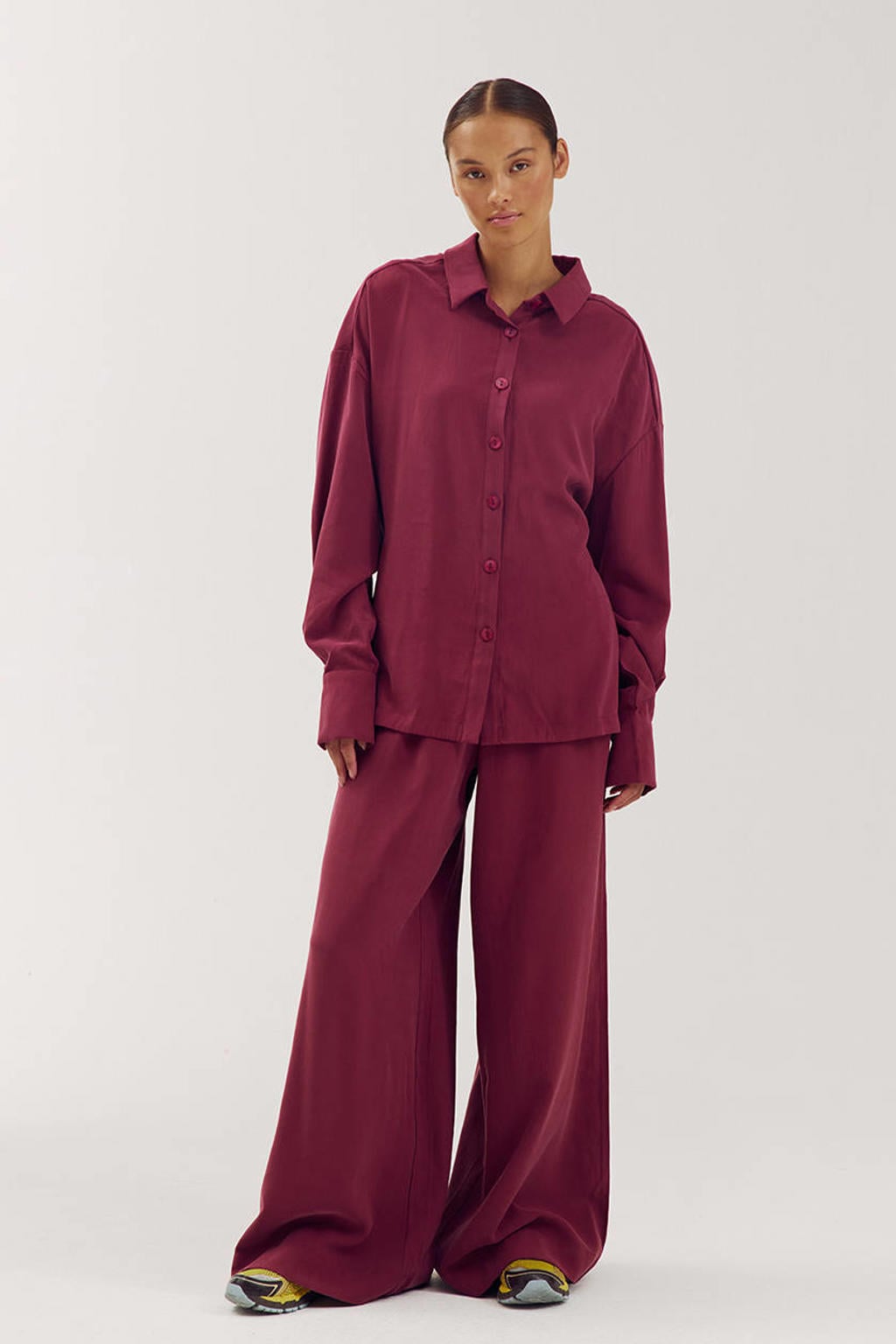 HARPER & YVE wide leg broek - wijnrood