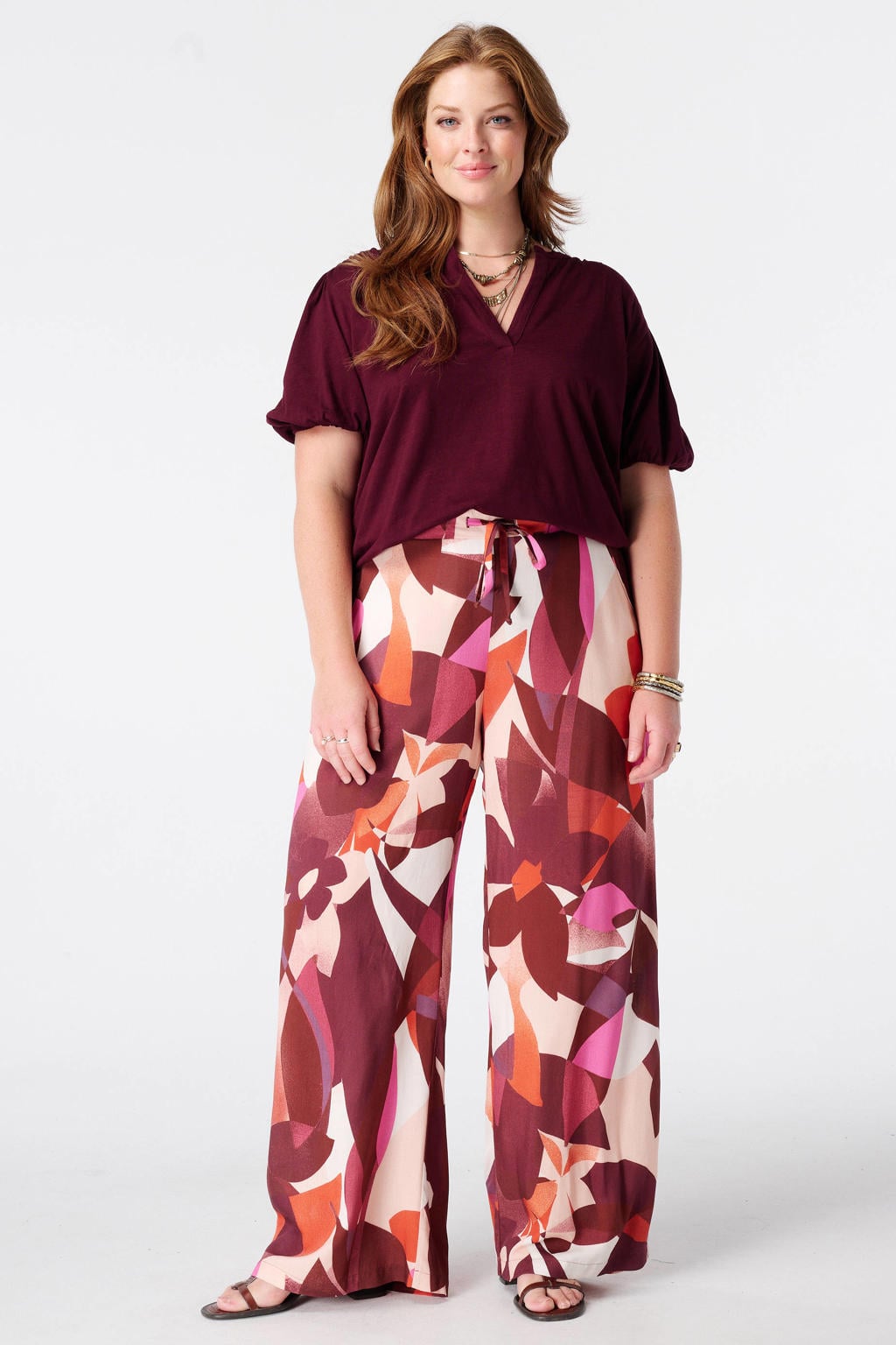 MS Mode top Plus Size - donkerrood