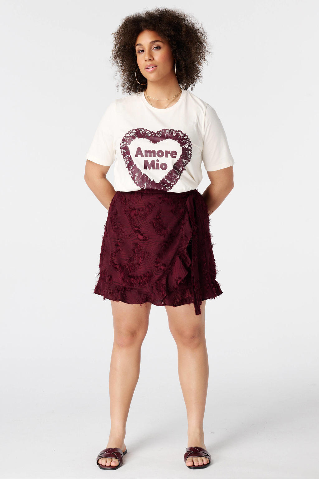 MS Mode T-shirt Plus Size met print - ecru