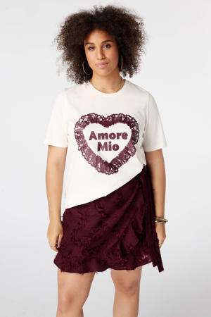 T-shirt Plus Size met print - ecru