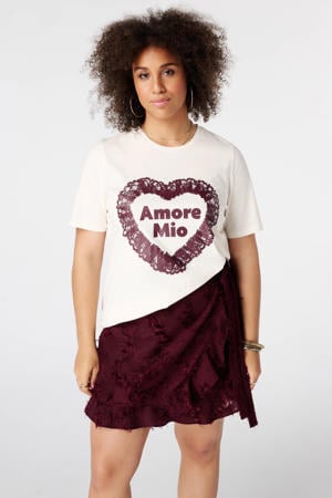 T-shirt Plus Size met print - ecru