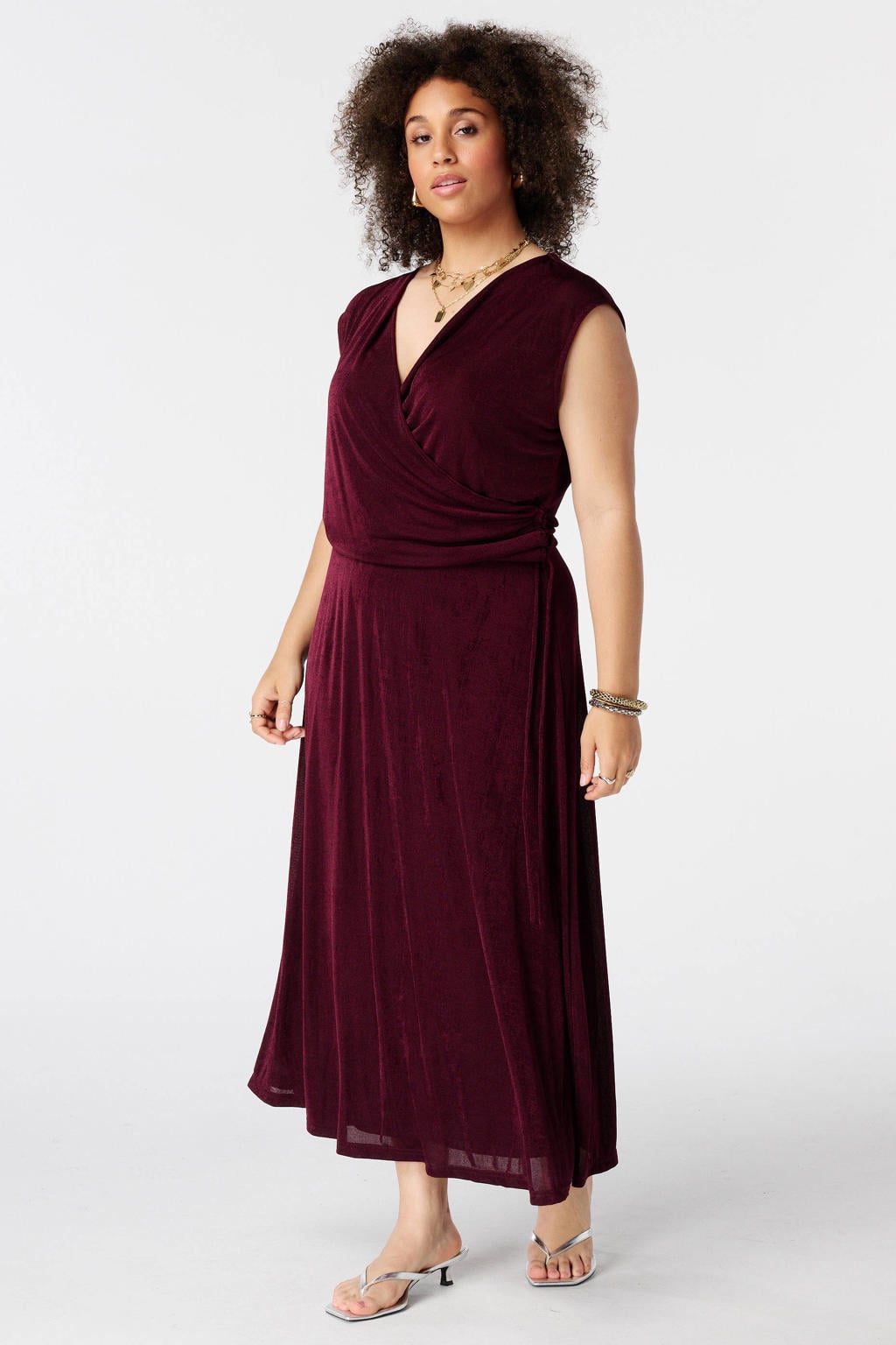 MS Mode midi jurk Plus Size - donkerrood