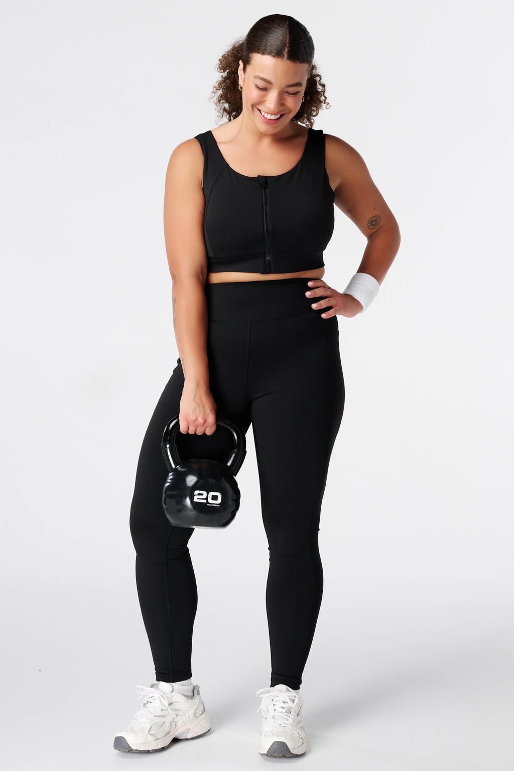 Zwarte dames MS Mode Plus Size level 2 sportbh met effen