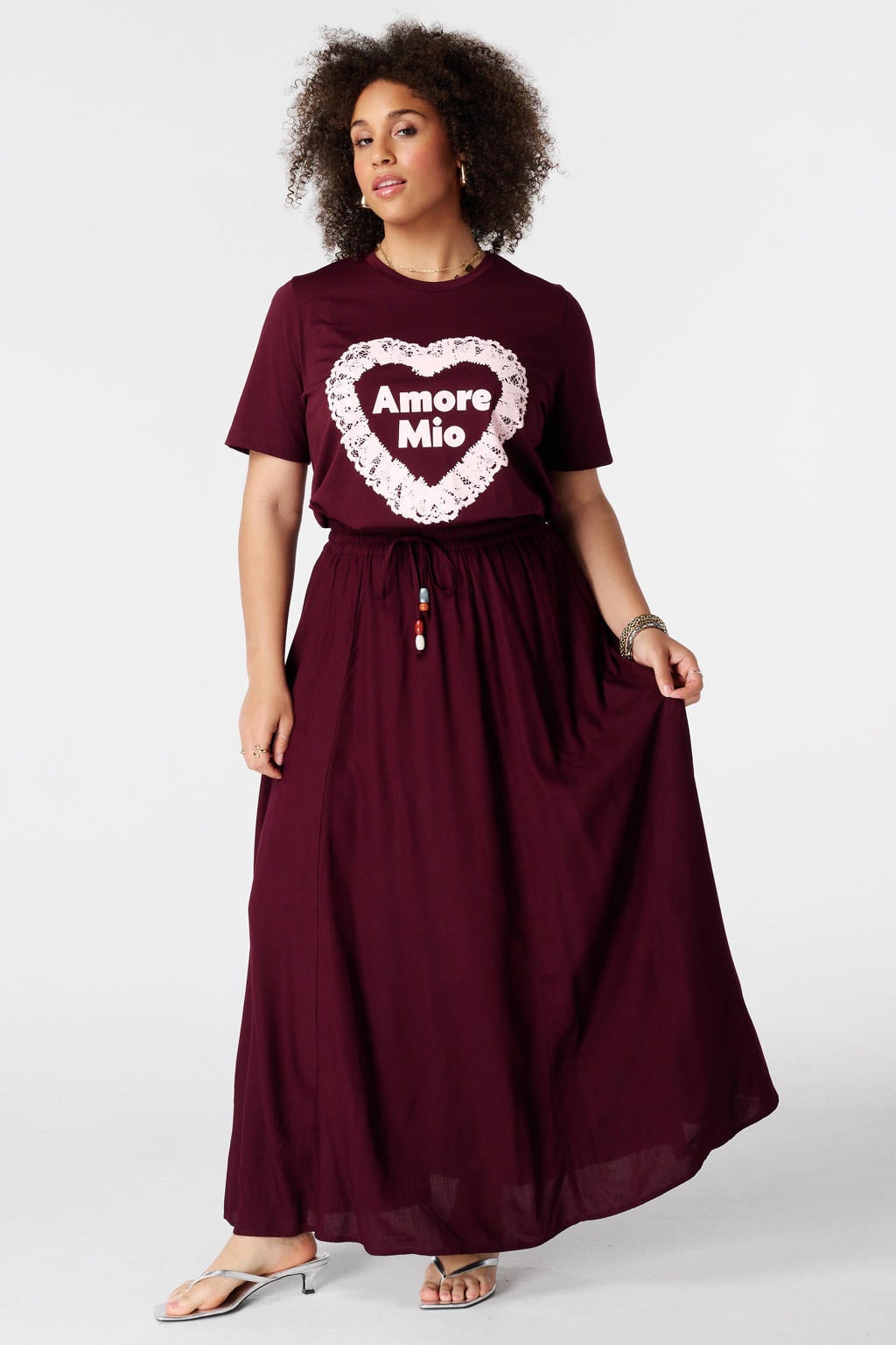 MS Mode maxi rok Plus Size - donkerrood