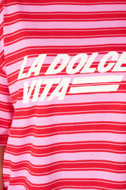 thumbnail: MS Mode gestreept T-shirt Plus Size met tekst - roze
