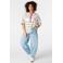 MS Mode gestreepte T-shirt met tekst Plus Size - lichtgeel