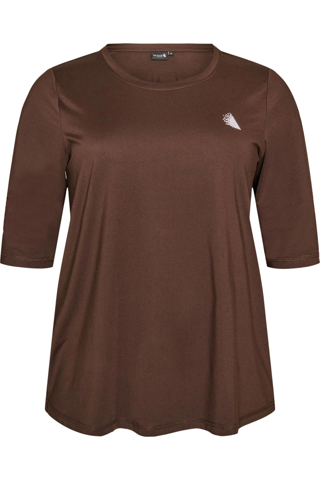 ACTIVE By Zizzi sportshirt met driekwart mouwen - donkerbruin