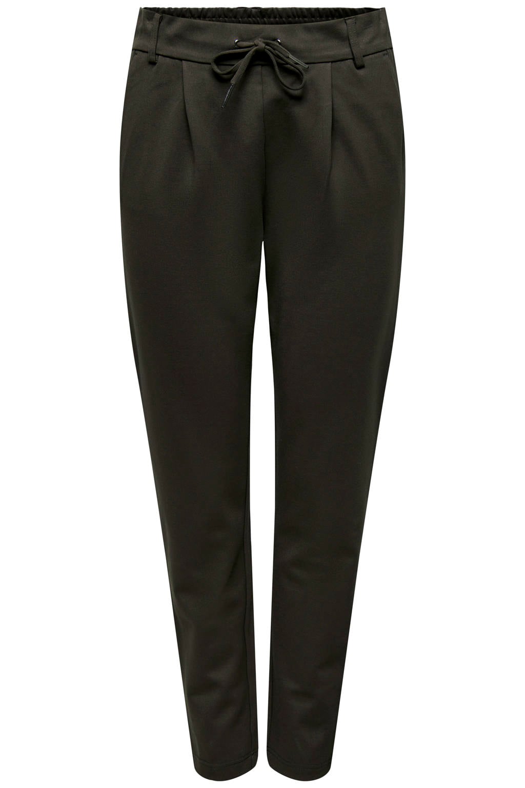 Donkerblauwe dames ONLY tapered pantalon van viscose met regular waist, elastische tailleband met koord en effen