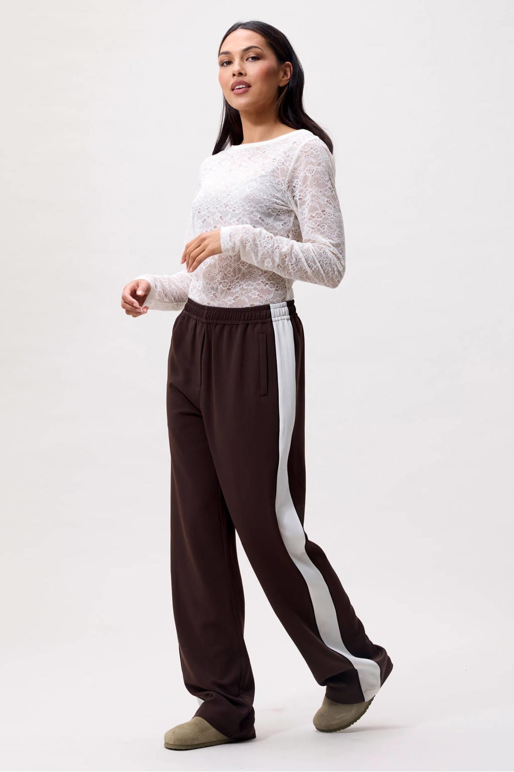 Donkerblauwe dames Catwalk Junkie wide leg broek met effen